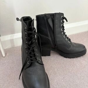 Classic Black Leather Combat Boots